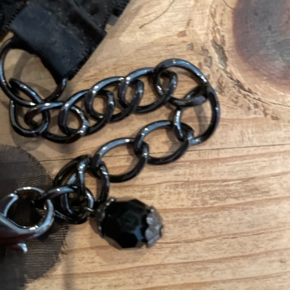 Womens VTG Ribbon Organza Silver chain floral belt cottagecore Stevie Nicks L/XL - Picture 2 of 7